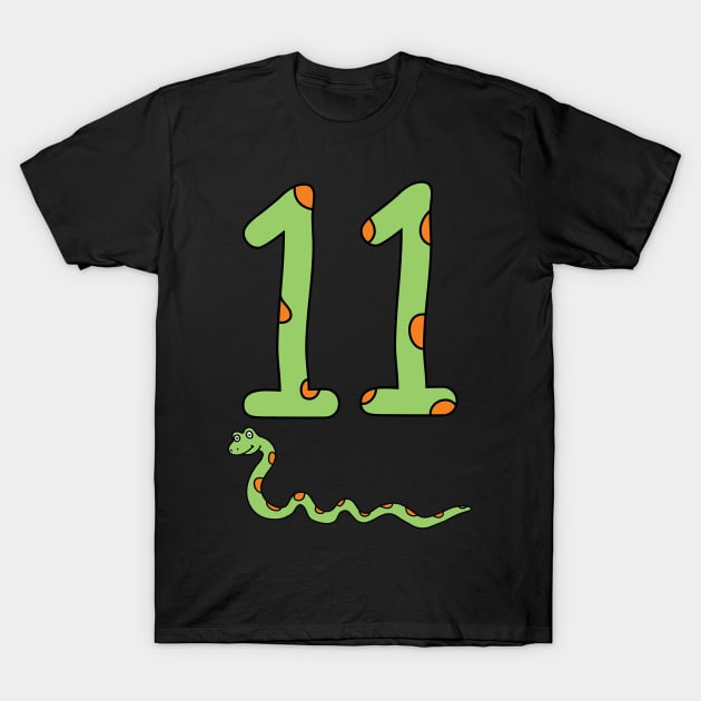 Snake Birthday Boy 11th Eleventh Kids Reptile Animal Number 11 Bday T-Shirt by Shirtsurf